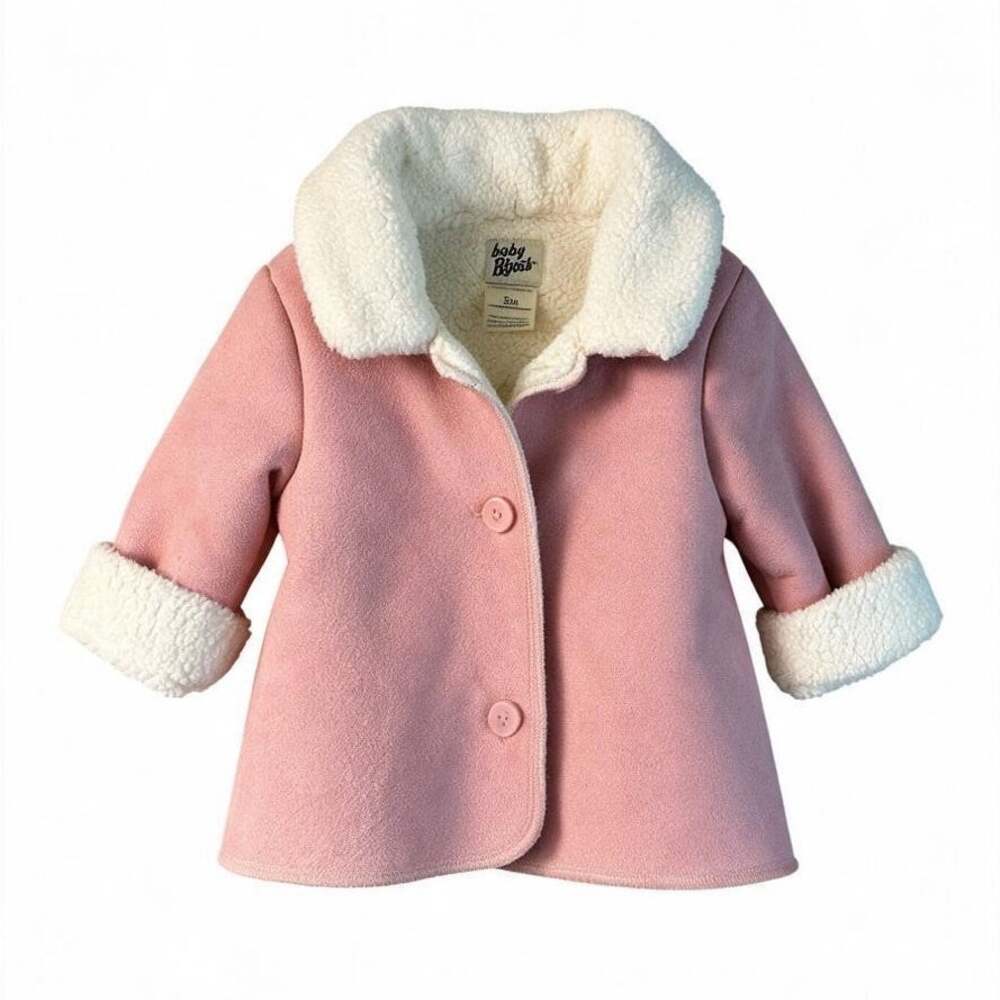 Baby B'gosh OshKosh Pink Faux Suede Sherpa Lined Coat Baby Girl 3M